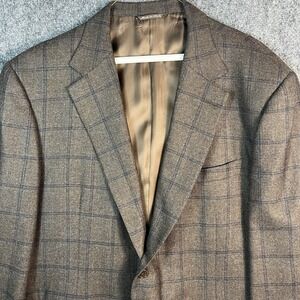 Canali Brown Windowpane Men's Blazer 100% Pure Wool Sports Coat Italy 42R